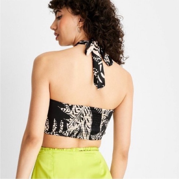 Future Collective by Alani Noelle Black and Tan floral Bandeau Crop Top - Picture 3 of 11
